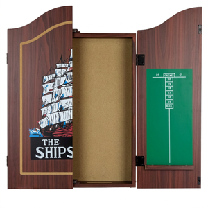 Armoire de fléchettes en bois avec tableau de scores mural, ensemble de fléchettes avec motif de bateau à voile pour la maison, le bar ou le pub - Product Image 6