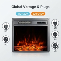 Cheminée électrique encastrable de 18 pouces avec flamme LED, télécommande et fonction de chauffage pour usage domestique