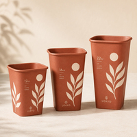LOKYO 12oz 16oz 22oz Op maat bedrukte vierkante Boba-thee papieren bekers Wegwerp papieren bekers met vierkant papieren deksel en plastic deksel