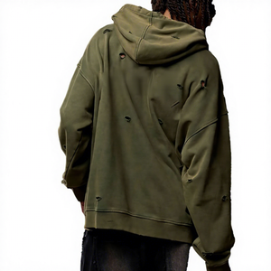 Sudadera con Capucha para Hombre con Logotipo Personalizado OEM, 100% Algodón, Estilo Desgastado, Retro, Oversize, Estilo Urbano - Product Image 3