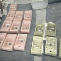 Lavabo à main flottant en onyx rose BYOY003 avec éclairage, lavabo en pierre