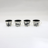 Ensemble de tasses en porcelaine fine à motif d'animaux de la forêt pour Pâques - Style européen