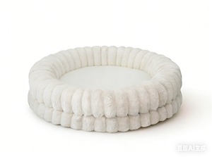 Lit pour <span class=keywords><strong>chien</strong></span> en forme de donut de taille moyenne de luxe, <span class=keywords><strong>coussin</strong></span> en fourrure de flanelle amovible, lavable et antidérapant - Product Image 2