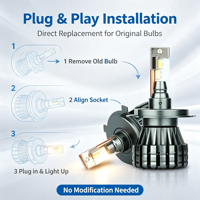 Ampoule de phare LED HOLY V35 12V, haute luminosité, bande de refroidissement en cuivre, blanc froid 6000K, étanche IP67, Plug & Play, pour tous les phares de voiture