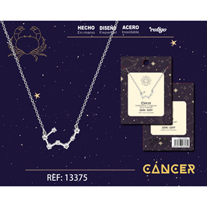 Collana con Mappa Zodiacale in Argento con Strass, Catene Placcate in Oro Rodio con Motivi di Ancora e Farfalla per Maglioni - Product Image 1