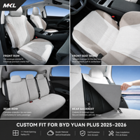 Housses de siège auto en daim personnalisées MKL pour BYD Yuan Plus 2025 2026, ensemble complet 5 places, respirantes, toutes saisons, protection de siège auto