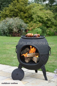 大型鋳鉄製屋外薪焚きチミネア、織り模様のパティオ用炭火ヒーター、大型ガーデンBBQチミネア - Product Image 3