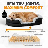 Lit pour chien amovible de luxe moderne avec canapé en peluche apaisant, support incurvé et mousse à mémoire de forme pour chiens de grande et très grande taille