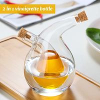 2026 Distributeur 2-en-1 à double bec verseur et compartiments multiples pour huile d'olive, vinaigre, vin et sauce soja, en verre