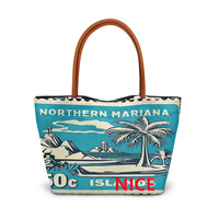 Sac fourre-tout en polyester de haute qualité avec impression Saipan Splash personnalisée, poignée en PU, idéal pour un usage quotidien multi-scènes et la préparation de cadeaux de vacances