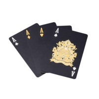 Cartes à jouer publicitaires en PVC noir imperméables, fabriquées sur mesure en usine (OEM), coins arrondis, pour usage familial - Durables et écologiques