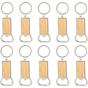Custom Sublimation Wooden Bottle Opener Keychain Metal Rectangle <b>Key</b> <b>Ring</b> Promotional Gift Event Souvenir - Product Image 1