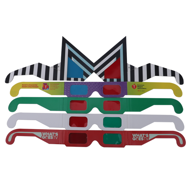 Bespoke Movie Cinema Concert Custom Full Printing Folding Paper Red Cyan 3d Glasses for Tv, Cyan, Red, Blue
