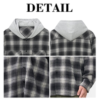 Camisas de Franela a Cuadros con Capucha, Estilo Vintage, Casuales, Unisex, Personalizadas KingSen, Tejido Bordado, Ecológico y Transpirable