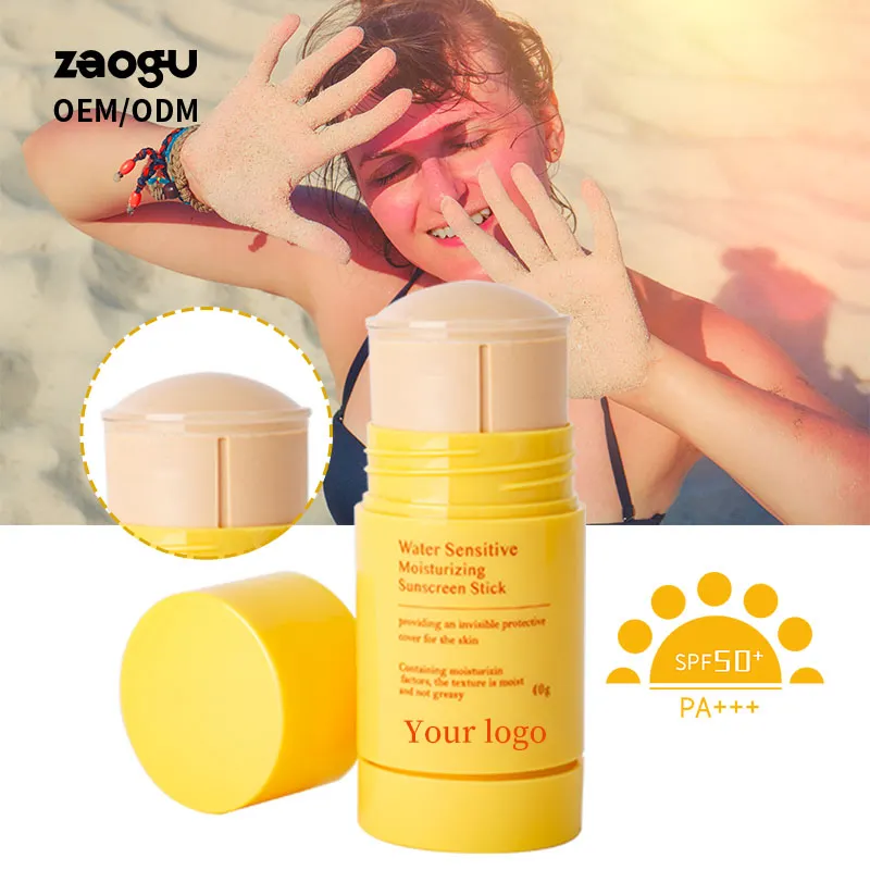 Crème solaire personnalisée soins bio crème solaire blanchissante solide contrôle de l'huile hydratant étanche SPF 50 bâton de protection solaire pour le visage