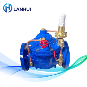 Lanhui วาล์วควบคุมเหล็กหล่อ DN40-DN600วาล์วควบคุมไฮดรอลิกแบบแมนนวล200X วาล์วลดแรงดันที่ดำเนินการโดยนักบินปรับได้ PN16น้ำ - Product Image 1