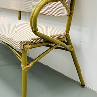 Fauteuil long d'extérieur en tissu maillé, chaise en aluminium, chaises de café commerciales résistantes aux intempéries pour restaurants et magasins de lait