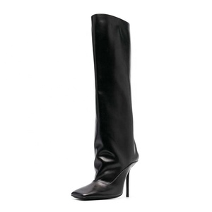 Custom Made Women Solid Shoes on Knee High <b>Boots</b> Thin High Heels Square Toe Stiletto Long Booties - Product Image 6