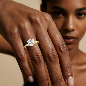 Joyería Chapada en Oro de <span class=keywords><strong>14K</strong></span> y Plata 925 Anillos de Lujo para Mujer que No se Desvanecen Anillo de Compromiso de Moissanita de 6 Puntas de 1ct 2ct 3ct - Product Image 6