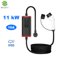 Nouveau chargeur EV portable de type 2 pour usage domestique, 11 kW, 16 A, avec câble de 5 m, courant réglable, étanche IP65, charge rapide
