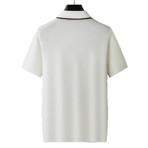 Pull en tricot à col polo brodé sur mesure de haute qualité, décontracté et à revers ajouré - Product Image 4