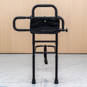 Bedside Grab Bars Foldable <b>Bed</b> Rail For Elderly <b>Disabled</b> Pregnant Women With 5m Binding Strap Black 136kg Capacity - Product Image 2