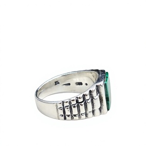 Handmade Green Malachite Ring Handcrafted 925 Sterling Silver Square Stone Vintage <b>Biker</b> Style Band <b>For</b> Men - Product Image 3