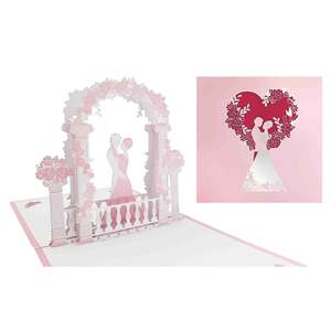 Tarjeta de Felicitación Romántica Rosa para Boda, Tarjeta de Invitación 3D para el Día de San Valentín, Tarjeta de Invitación Personalizada para la Recepción de la Boda, Bendiciones de Boda - Product Image 1