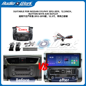 Kit tableau de bord Nissan Sylphy 2012-2019, écran tactile de 12,3 pouces <span class=keywords><strong>avec</strong></span> boutons intégrés et évents d'air, ajustement direct - Product Image 2