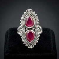 Bague unisexe en argent sterling 925 massif avec sertissage clos, design unique, rubis et pierre facettée, faite à la main, cadeau pour mariage et fête, plaqué argent