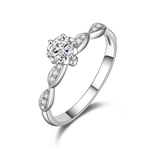 Personnalisable Simple18K Bague de fiançailles en or blanc Diamant naturel rhodié élégant Livraison rapide Cadeau de mariage pour la fête des femmes - Product Image 1