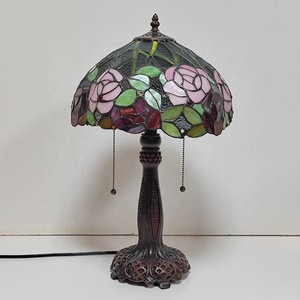 LongHuiJing Classic 12-Inch European Floral Tiffany Stained Glass <b>Table</b> <b>Lamp</b> Zinc Alloy <b>Base</b> Flexible Simple Elegant Vintage - Product Image 3