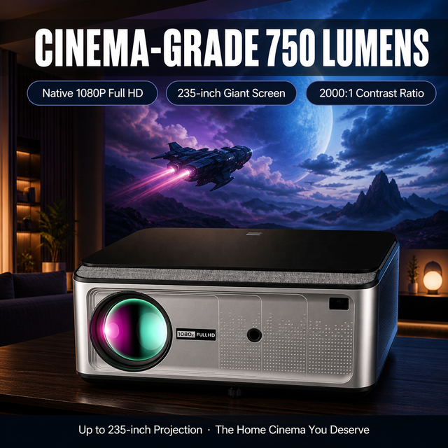 Projector Wholesale 1080P Native Android 9 Smart LED Projector 750 Lumens WiFi 6 5.2 1GB 16GB for Distribution