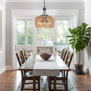 Lámpara Colgante Artesanal de Mimbre Estilo Bohemio, Ecológica, de Cuerda de Ratán, para Comedor o Restaurante - Product Image 3