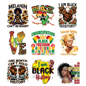 Pegatinas Termoadhesivas Personalizadas de PET Impermeables con Diseños de <span class=keywords><strong>Historia</strong></span> Afroamericana para <span class=keywords><strong>Mujeres</strong></span> Negras, Impresas por Serigrafía - Product Image 2