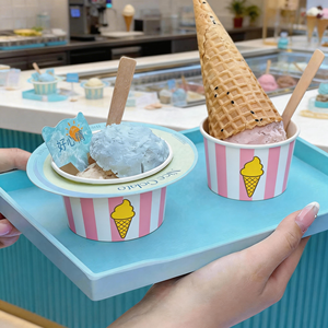 5oz 8oz biodegradabile Gelato bicchieri di carta con coperchi Logo stampato su misura alla rinfusa per Gelato Gelato negozio di imballaggi da asporto - Product Image 2
