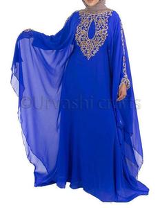 Kaftan musulman à manches longues, 2 pièces, vêtement de travail avec perles pour la main, longueur florale - Product Image 1