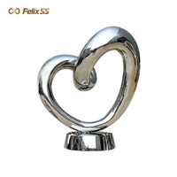 Sculpture sphérique en acier inoxydable finition miroir, boule décorative en métal pour aménagement extérieur