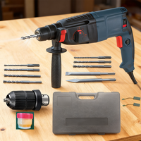 Vertak Kit de marteau perforateur rotatif industriel 4 fonctions avec forets et burins Marteau électrique robuste pour le forage du béton