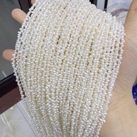 Chaîne de perles de riz d'eau douce cultivées blanches de qualité AAA Zhuji, 2,5-3 mm, avec trou latéral spécial, pour la fabrication de bijoux