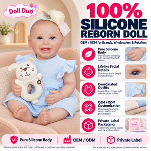 Doll Duo Custom 18 inch Full Body Silicone Reborn <b>Baby</b> Doll Pale Blue Ruffle Bunny Ears <b>Baby</b> <b>Christmas</b> Kids Gift - Product Image 1