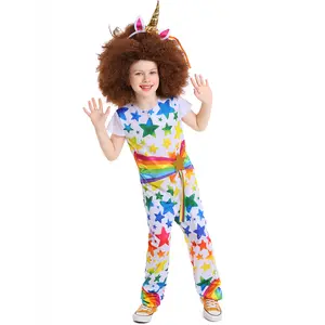 Feliz fiesta circo estrella payaso Cosplay unicornio Arco Iris mono disfraces Halloween para Parque de Atracciones Joker