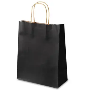 Sac en papier kraft noir recyclable écologique en stock en gros