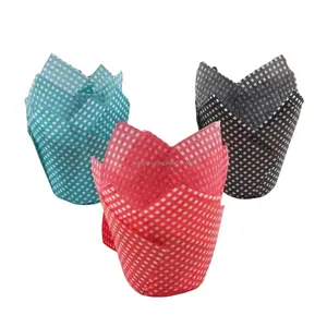 200 PCS Wholesale tulip cupcake liners Polka Dot Tulip Baking Cups Cupcake Liners Muffin cups Greaseproof Paper