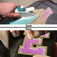 Hot Melt Colle Pas Cher Anglais Lettres En Gros Serviette À La Main Broderie Tissu Coton Pvc Personnalisé Chenille Patchs Paillettes 10 Pcs