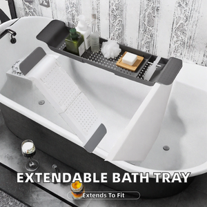 Estante Extensible de Plástico para Bañera y Bandeja de Ducha con Soporte para Toallas y Libros, Organizador de Almacenamiento - Product Image 2