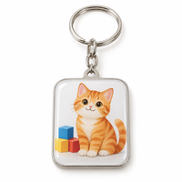 Porte-clés personnalisé avec photo de chat orange, logo de marque, cadeau promotionnel d'entreprise personnalisable, fournisseur en gros, fabricant de porte-clés