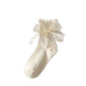 Chaussettes en dentelle blanches pour femmes, mi-mollet, respirantes, absorbant la transpiration, style japonais JK, avec nœud Mary Jane, confortables, taille jeune - Product Image 4