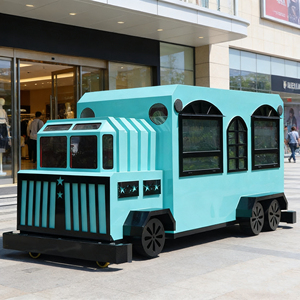 Camion de Restauration Commercial Décoré d'Étoiles Géométriques, Design Multi-Fenêtres pour Vente de Glaces et Snacks, Acier Inoxydable, Garantie 2 Ans - Product Image 3