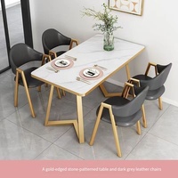 Ensemble table et chaises de salle à manger en métal de style moderne avec tissu doux pour la maison, le restaurant, l'hôtel, l'appartement, le salon de beauté, le salon, l'école